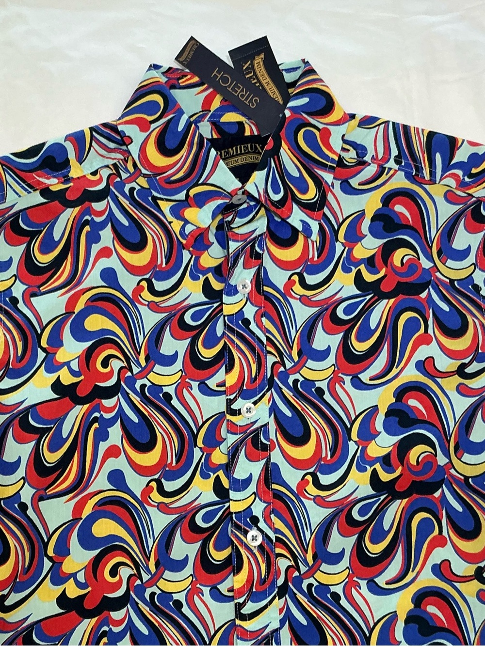 NEW! CREMIEUX PREMIUM DENIM Stretch Short Sleeve Shirt men’s size Small NWT